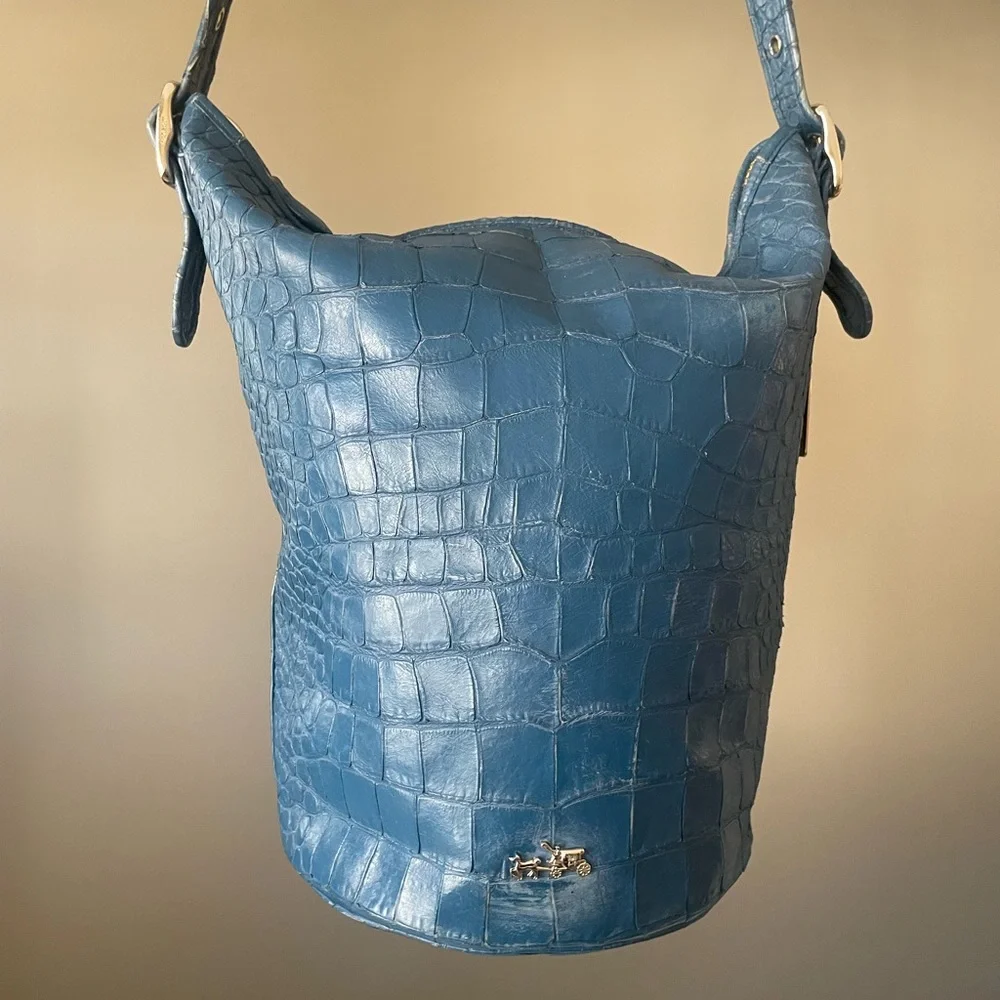 VINTAGE RARE COACH CROC EMBOSSED BUCKET LARGE BAG - Picture 1 of 12